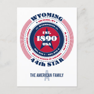 Wyoming, Cheyenne, WY, Patriotic, Monogram Postkarte