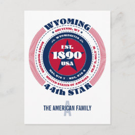 Wyoming, Cheyenne, WY, Patriotic, Monogram Postkarte