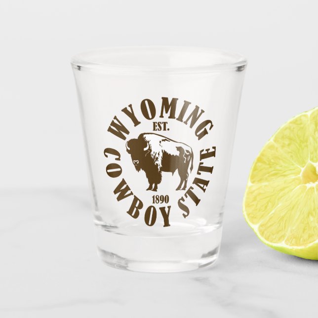 Wyoming, Cowboy-Staat Schnapsglas (Vorderseite)