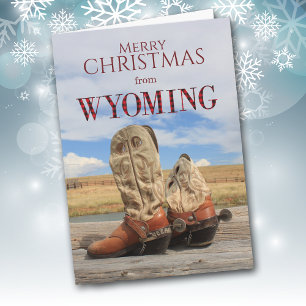 Wyoming Cowboy Stiefel Weihnachtskarte Feiertagskarte