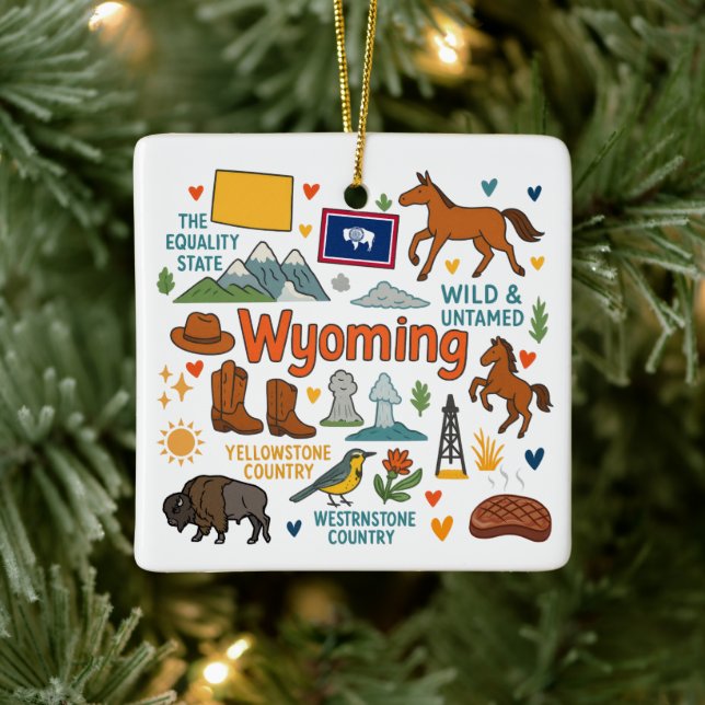 Wyoming Custom Family Trip Christmas Keramikornament (Baum)