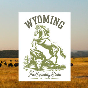 Wyoming Equality State Bückendes Pferd Postkarte
