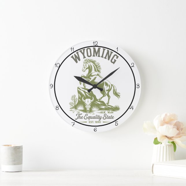 Wyoming Equality State Horse  Große Wanduhr (Zuhause)