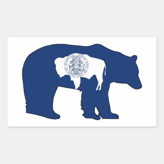 Wyoming Flag Bär Rechteckiger Aufkleber (Vorderseite)