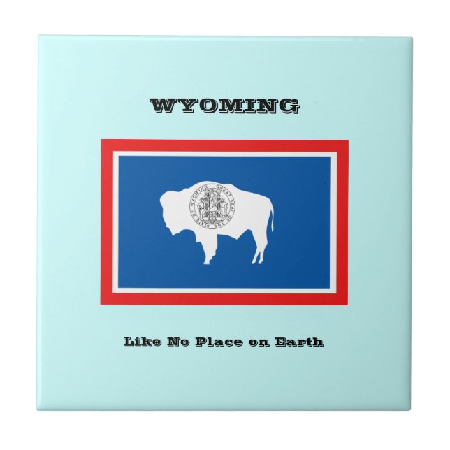 Wyoming Flag und Slogan Fliese (Vorderseite)