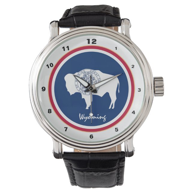 Wyoming Flag & Wyoming fashion USA /design watch Armbanduhr (Vorderseite)