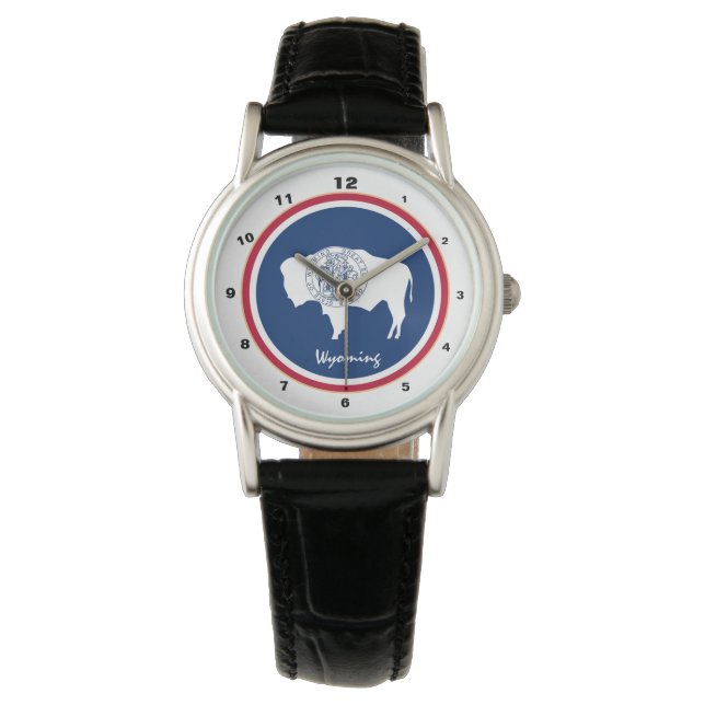 Wyoming Flag & Wyoming fashion USA /design watch Armbanduhr (Vorderseite)