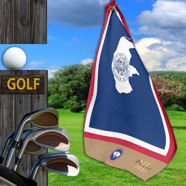 Wyoming Flag & Wyoming mit Monogramm / Golftücher Golfhandtuch (Von Creator hochgeladen)