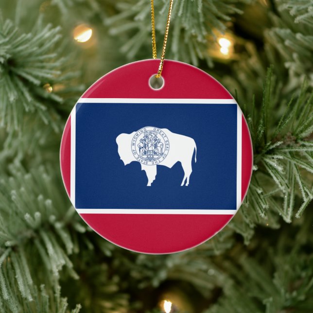 Wyoming-Flagge Keramik Ornament (Baum)