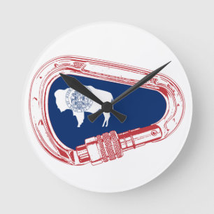Wyoming-Flagge Kletter-Karabiner Runde Wanduhr