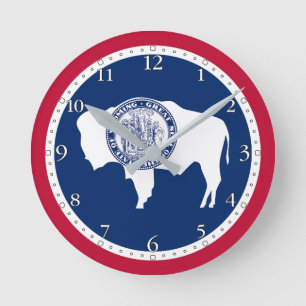 Wyoming-Flagge Runde Wanduhr