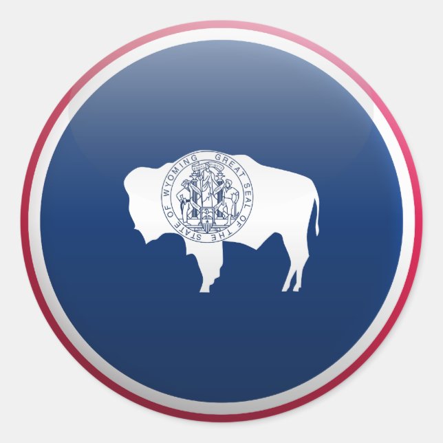 Wyoming-Flagge Runder Aufkleber (Vorderseite)