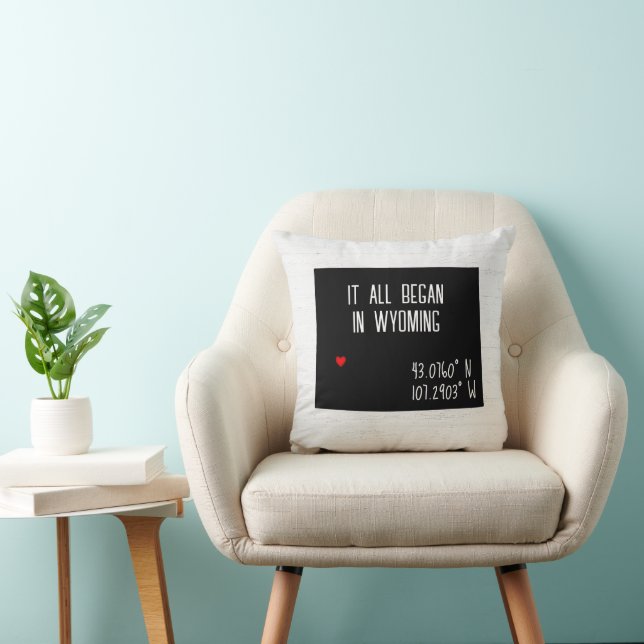 Wyoming GPS-Koordinaten mit Herz Kissen (Stuhl )