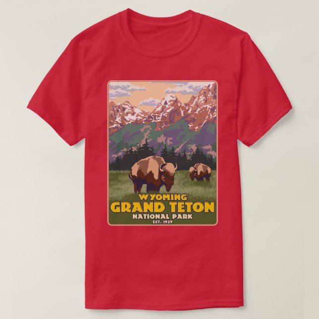 Wyoming Grand Teton Nationalpark California T-Shirt (Design vorne)