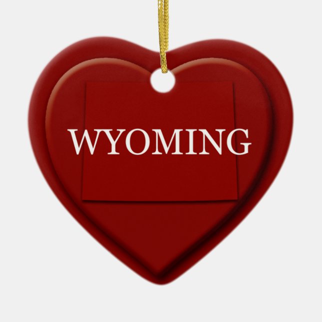Wyoming Heart Map Weihnachtsdekoration Keramikornament (Vorne)