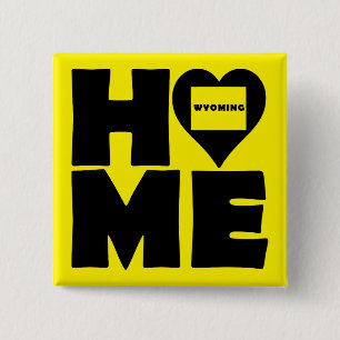Wyoming Home Heart State Button Badge Pin