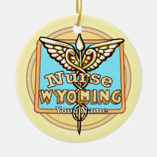Wyoming Krankenpfleger Caduceus Keramik Ornament