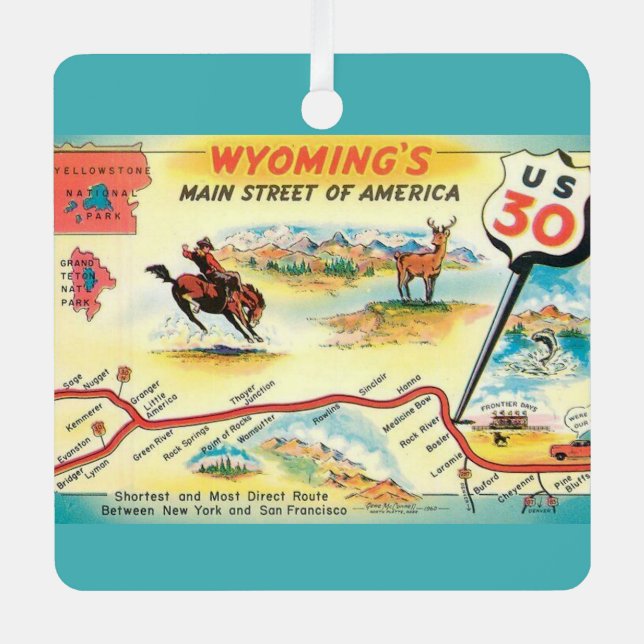 Wyoming Map Organisation Ornament Aus Metall (Vorderseite)