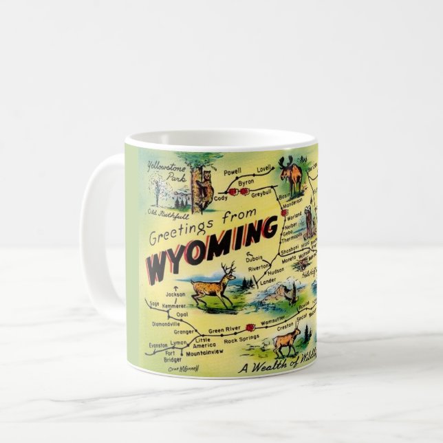 Wyoming Map-Tasse Kaffeetasse (Vorderseite Links)