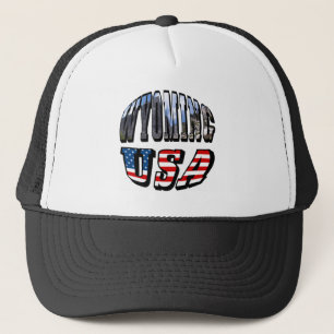 Wyoming Picture und USA Flag Text Truckerkappe