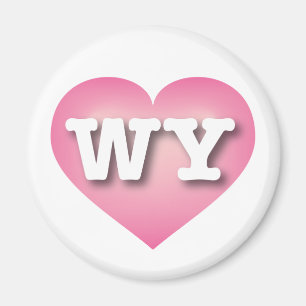 Wyoming Pink Fade Heart - I Liebe WY Magnet
