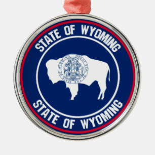 Wyoming Round Emblem Ornament Aus Metall