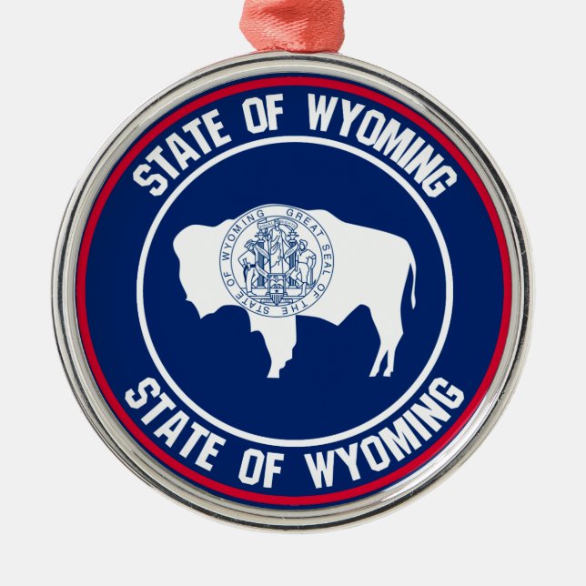 Wyoming Round Emblem Ornament Aus Metall (Vorne)