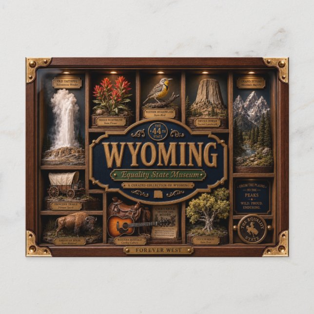 Wyoming Shadow Box 3D Figurine Staat Postkarte (Vorderseite)