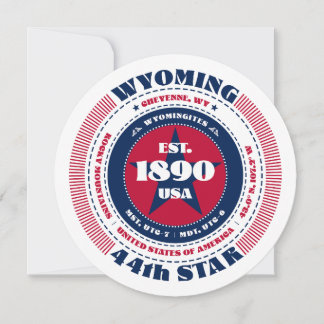 Wyoming Staat Circular Typografy Flat Card