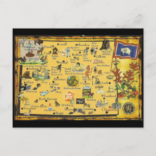 Wyoming Staat Karte Postkarte