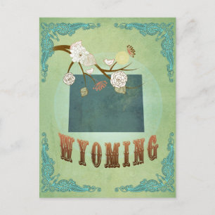 Wyoming Staat Map - Green Postkarte