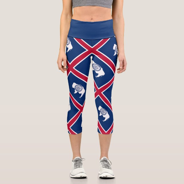Wyoming State Flag Capri Leggings (Vorderseite)