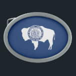 Wyoming State Flag Ovale Gürtelschnalle<br><div class="desc">Patriotische Wyoming-Staatsflagge.</div>