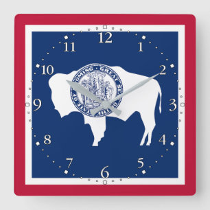 Wyoming State Flag Quadratische Wanduhr