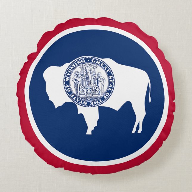 Wyoming State Flag Rundes Kissen (Vorderseite)