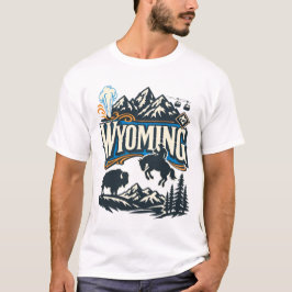Wyoming State Heritage Yellowstone Teton Art T-Shirt