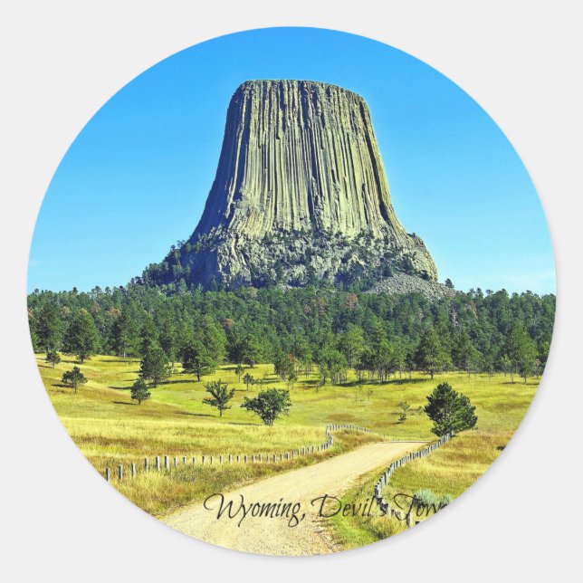 Wyoming, Teufelturm Runder Aufkleber (Vorderseite)