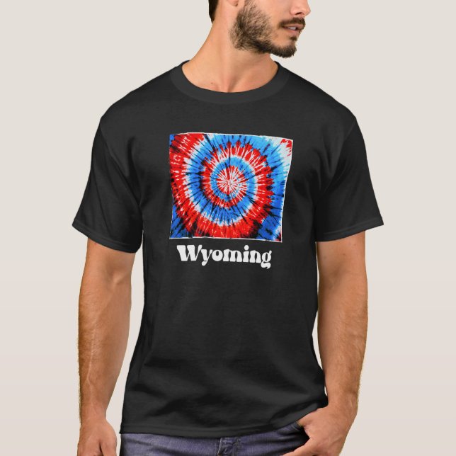 Wyoming Tie Dye Red White Blue Patriotic T-Shirt (Vorderseite)