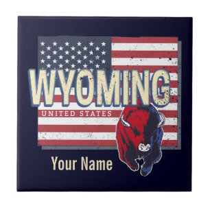 Wyoming United Staaten Retro Staat Map Vintag USA Fliese