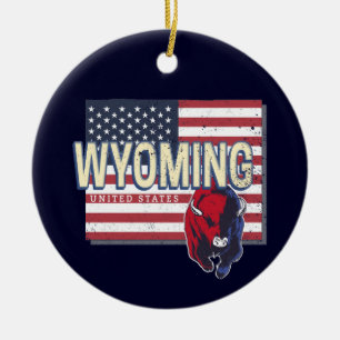 Wyoming United Staaten Retro Staat Map Vintag USA Keramik Ornament