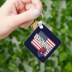 Wyoming United Staaten Retro Staat Map Vintag USA Schlüsselanhänger