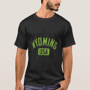 Wyoming US-Arched Text stört Kalkgrüner Prin T-Shirt