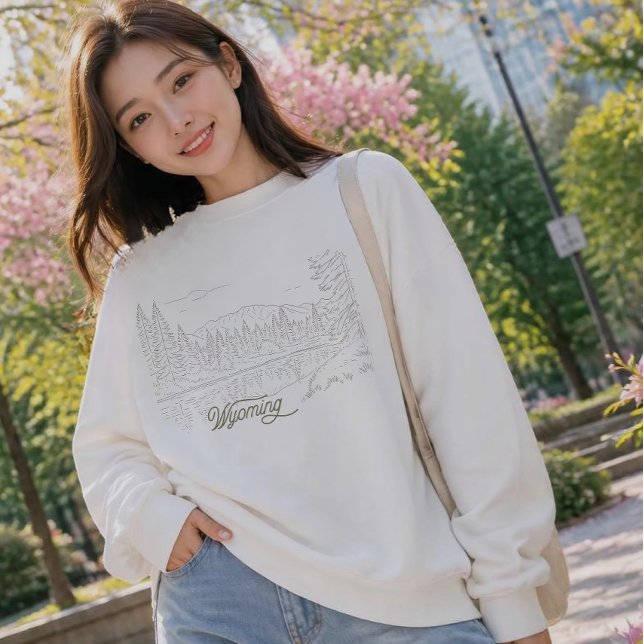 Wyoming USA Linienkunst  Sweatshirt (Von Creator hochgeladen)