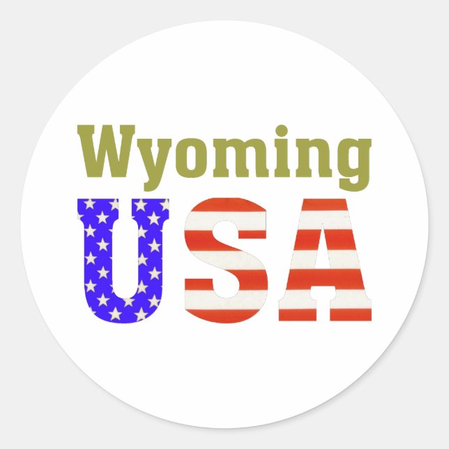 Wyoming USA! Runder Aufkleber (Vorderseite)