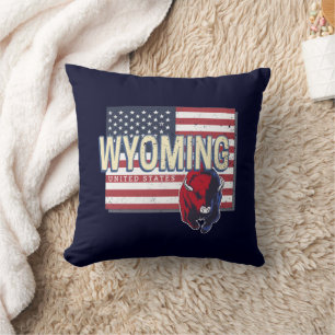 Wyoming Vereinigte Staaten Retro-Staatskarte Vinta Kissen