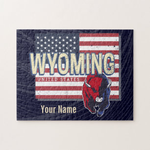 Wyoming Vereinigte Staaten Retro-Staatskarte Vinta Puzzle