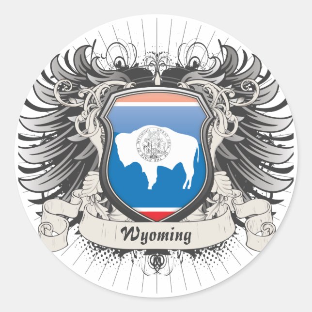 Wyoming Wappen Runder Aufkleber (Vorderseite)
