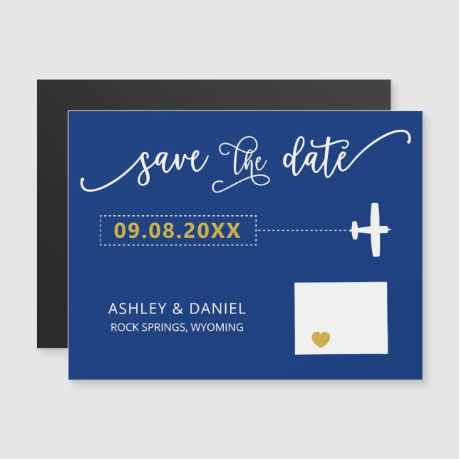 Wyoming Wedding Save the Date Card, Map Magneteinladung (Vorne/Hinten)
