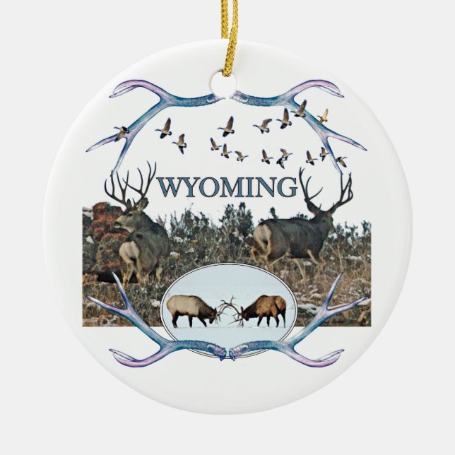 WYOMING-wild lebende Tiere Keramikornament (Vorne)