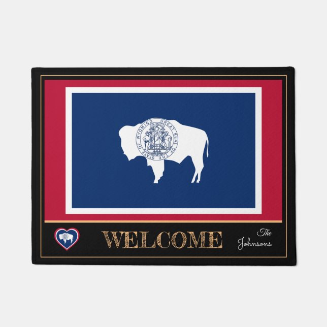 Wyoming & Wyoming Flag house mat/sports USA Fußmatte (Vorderseite)